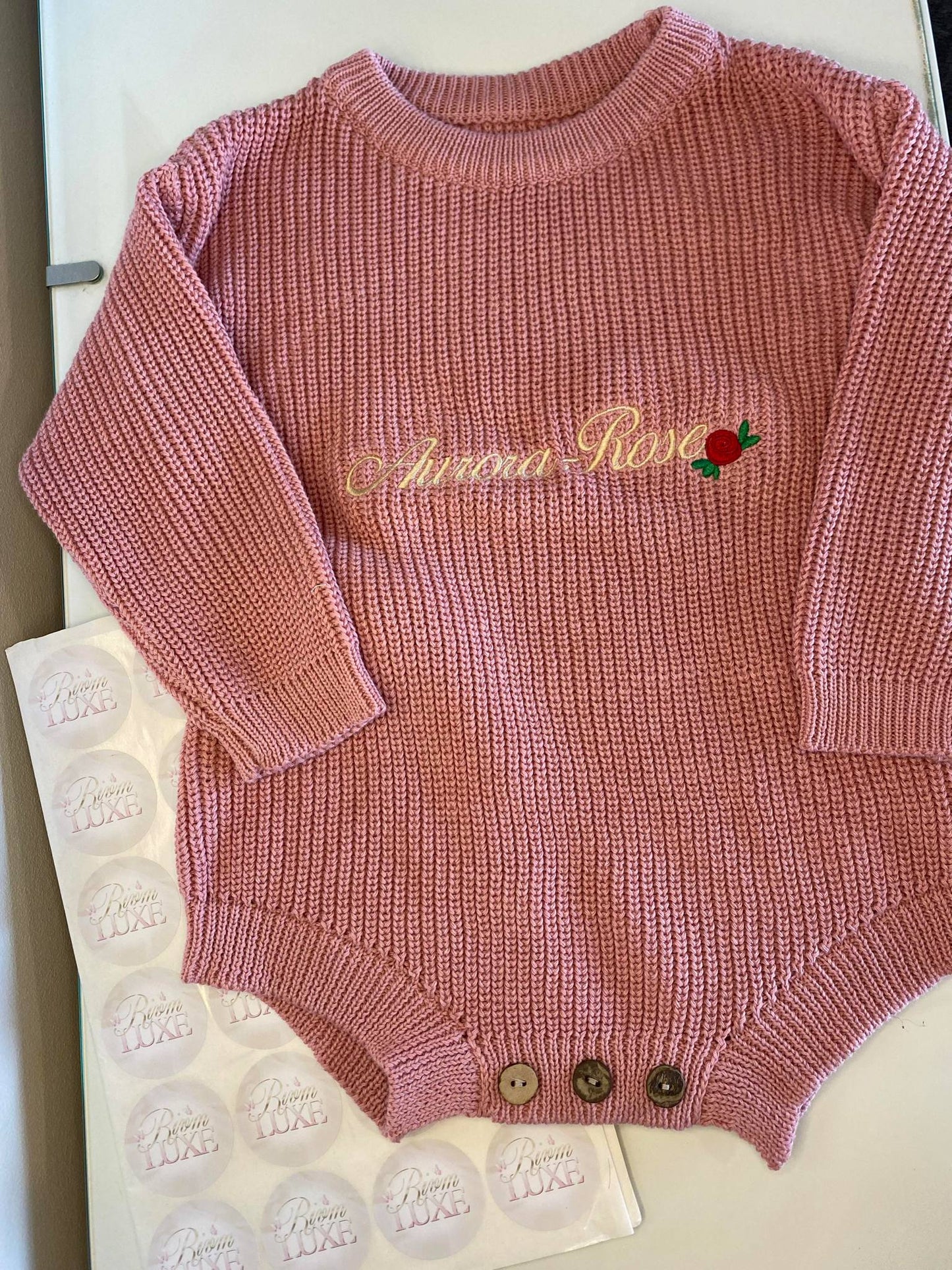 Embroidered Chunky Knit Romper