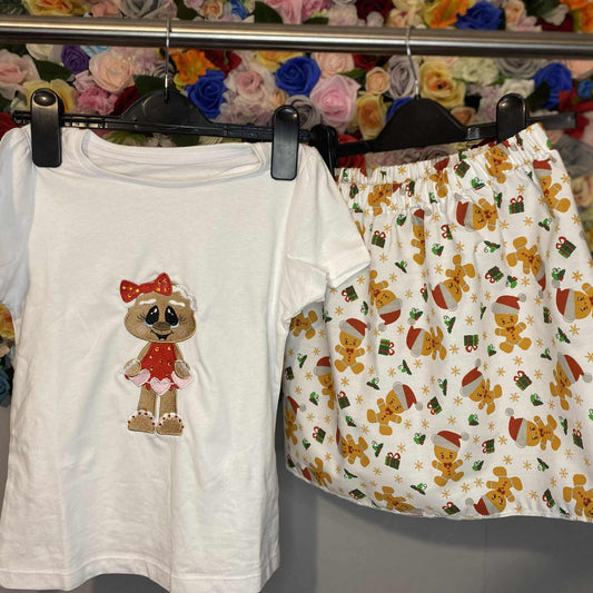 Handmade Gingerbread Girl Top & Skirt Set