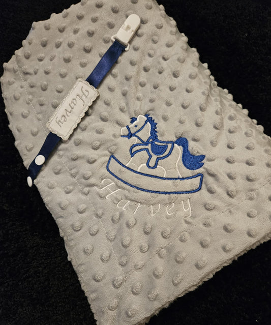 Embroidered Blanket & Dummy Clip Package